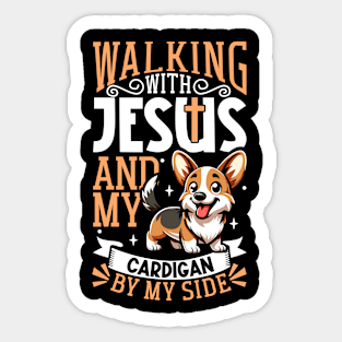 Jesus and dog - Cardigan Welsh Corgi Sticker